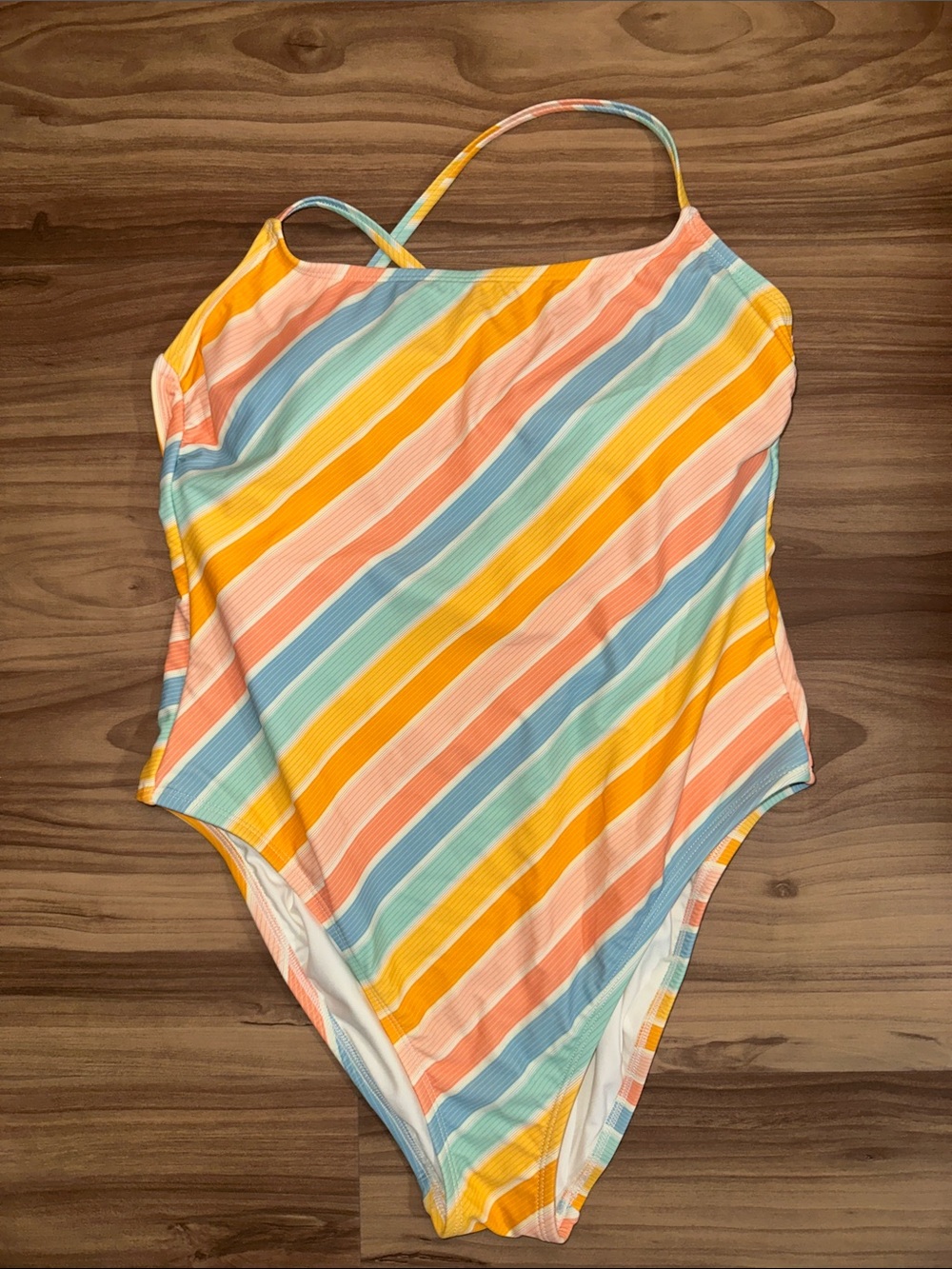 Shade & Shore Pastel Stripe One-Piece Swimsuit in Yellow, Blue, Peach, Mint